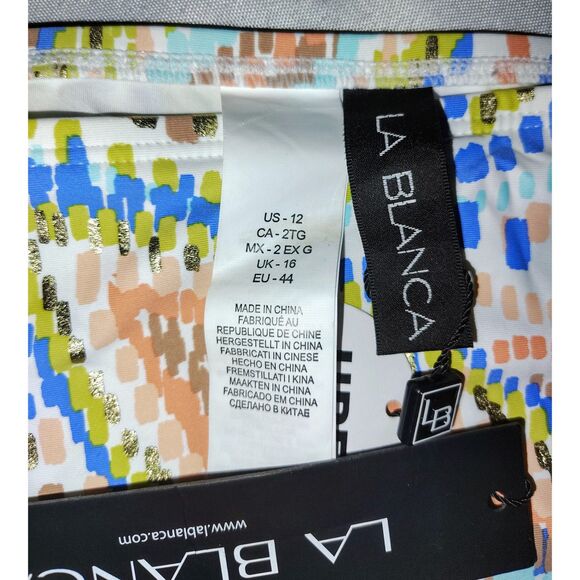 NWT La Blanca Sunbaked Jewels Side Tie Hipster Swim Bottom Size 12 Gold Beach - Picture 4 of 4